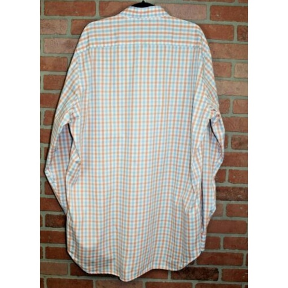 Tailorbyrd Orange Blue Gingham Button Up Shirt XXL - Picture 2 of 4